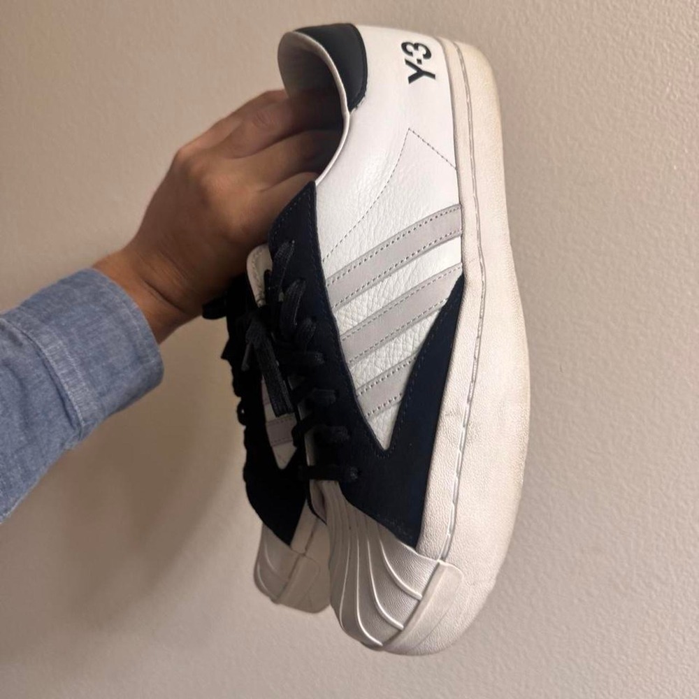 Adidas Y-3 Hicho Black White Leather Platform Sneakers Size 10 H02579